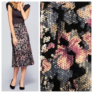 NWT Antonio Melani Velvet & Sequin Midi Skirt sz 0
